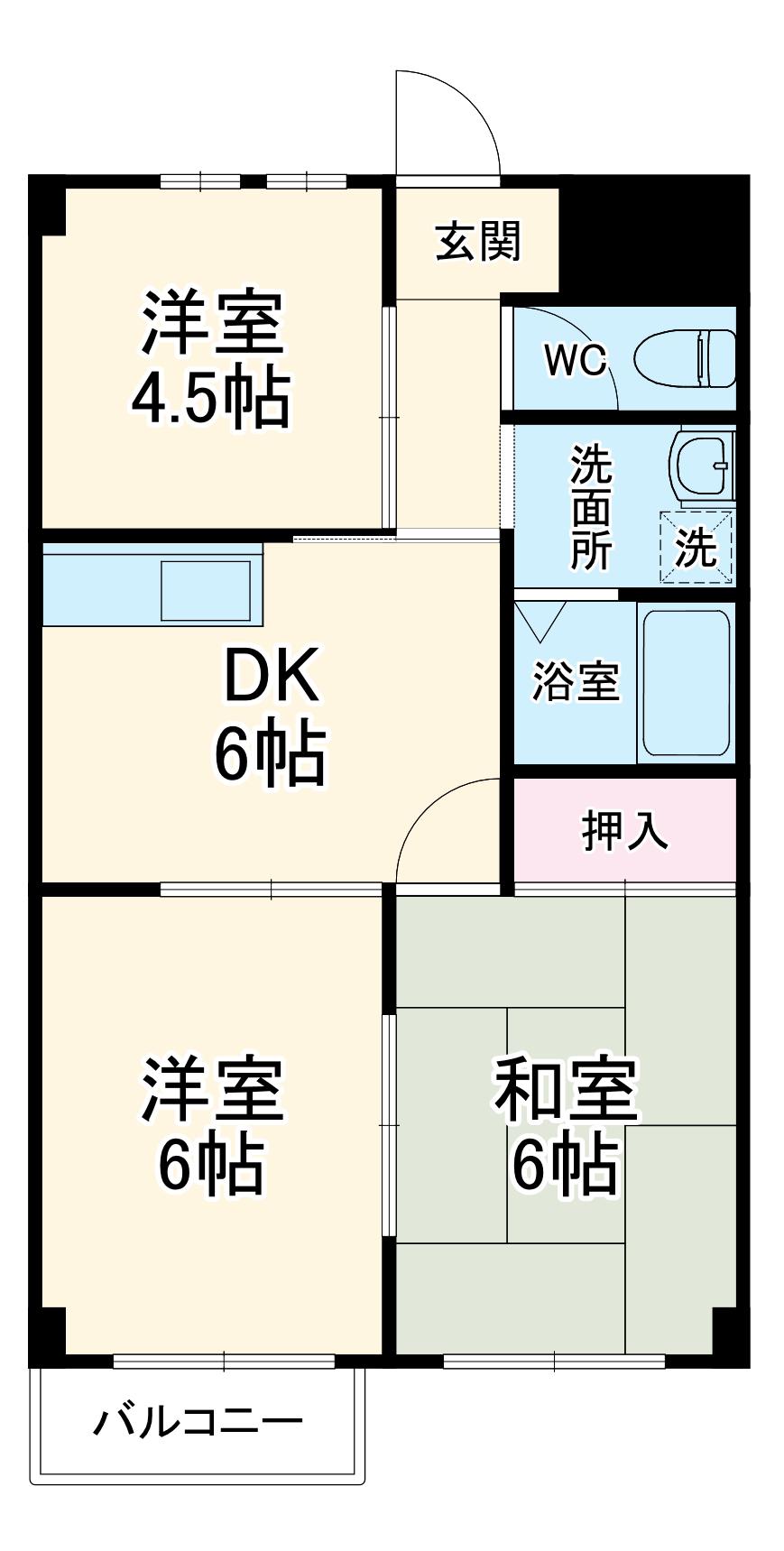 サンリッチ別名(3DK/2階)の間取り写真