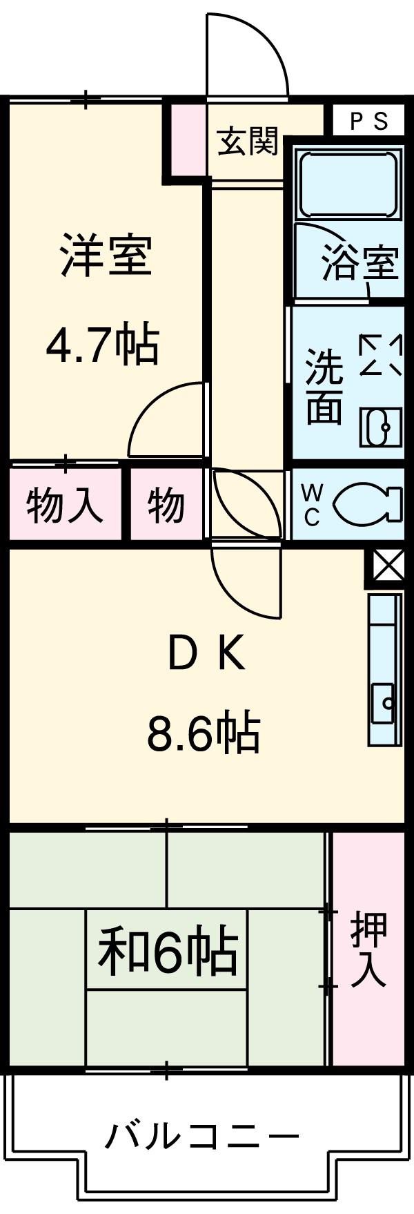 サンライズ22(2DK/2階)の間取り写真