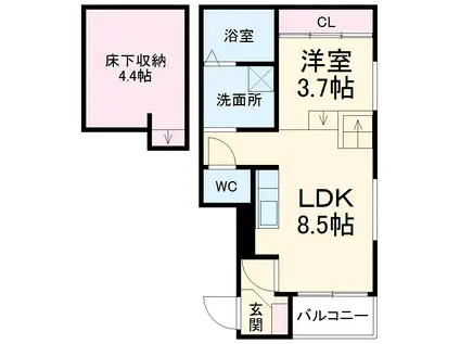 JOLIE MAISON2(1LDK/2階)の間取り写真