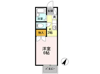 パスウェイシンコーI(1K/1階)の間取り写真