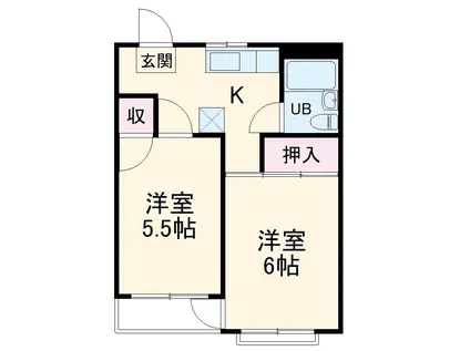 ハイコーポ谷野(2K/2階)の間取り写真