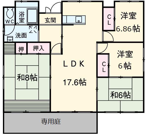 プリンス ヴィラ(4LDK/1階)の間取り写真