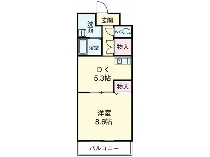 プラザヴィラB(1DK/1階)の間取り写真