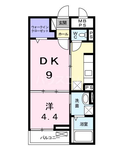 パレスアムール2(1DK/2階)の間取り写真