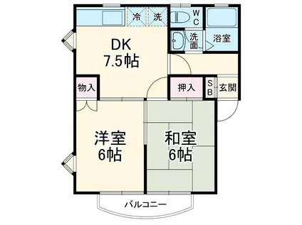 メゾンヤマダ(2DK/1階)の間取り写真