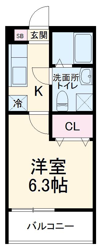 CRASTINE 中島 STA(1K/1階)の間取り写真