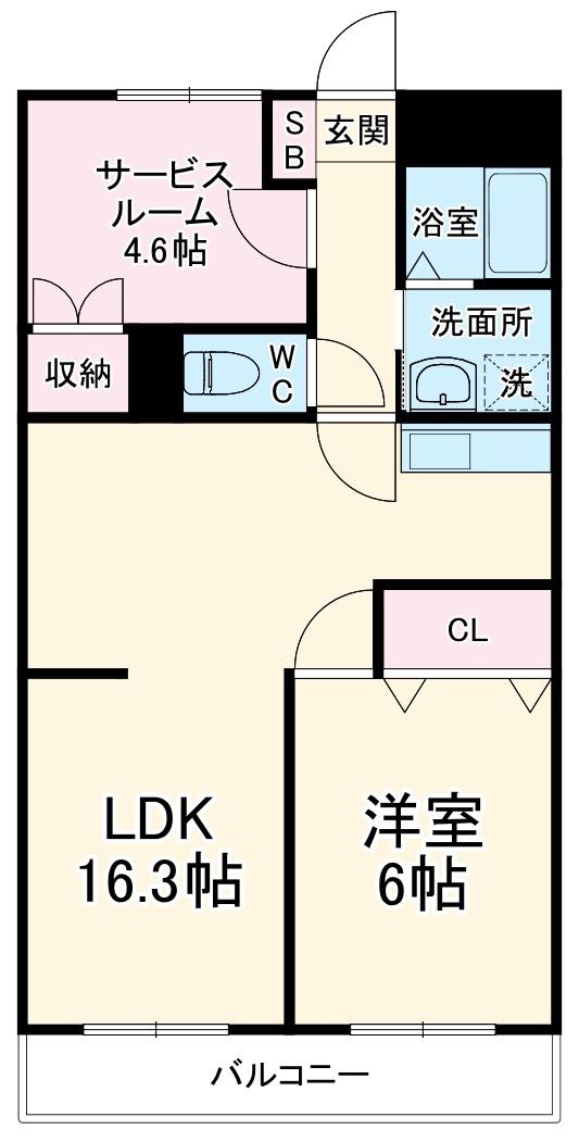 サニーレジデンス平塚Ⅰ(1SLDK/2階)の間取り写真
