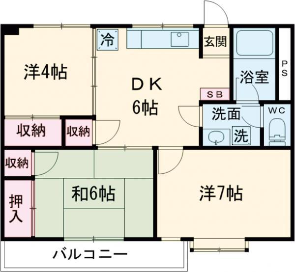 メゾン等々力(3DK/1階)の間取り写真