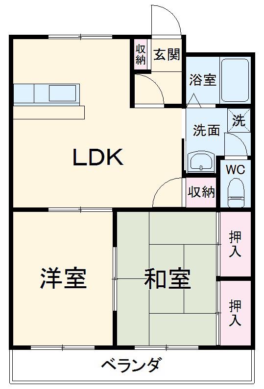 ネオキャッスルA(2LDK/2階)の間取り写真