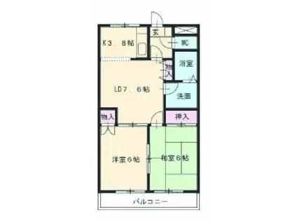 サンフィット21(2LDK/1階)の間取り写真