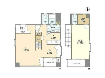 NTビルディング(1LDK/7階)の間取り写真