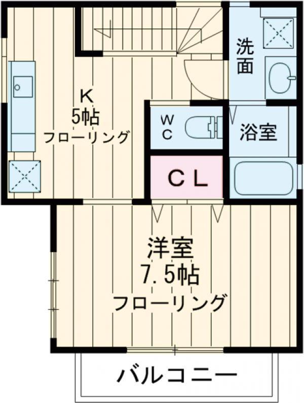カーサ成城(1K/2階)の間取り写真