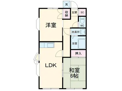 ロイヤルヒルズ(2DK/2階)の間取り写真