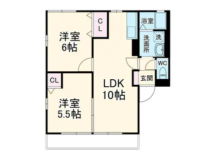 カサベルデA(2LDK/1階)の間取り写真
