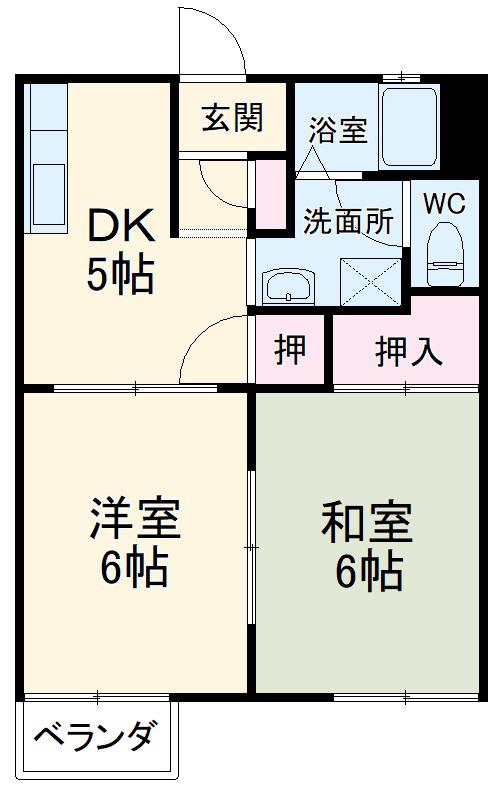 じゅねす・しろやま(2DK/1階)の間取り写真