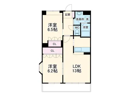 ウッドヴィレッジⅡ(2LDK/3階)の間取り写真