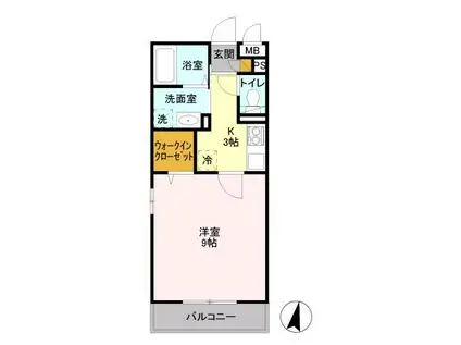 パークヒル櫻山2(1K/2階)の間取り写真