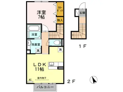 エスペランサ(1LDK/2階)の間取り写真