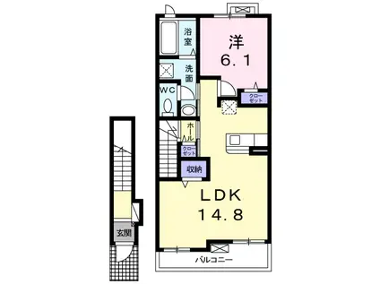 マルミット Ⅰ(1LDK/2階)の間取り写真