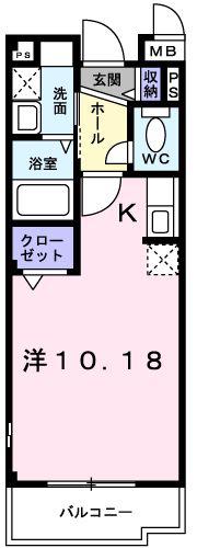 グラシオッソF・Ⅱ(ワンルーム/1階)の間取り写真