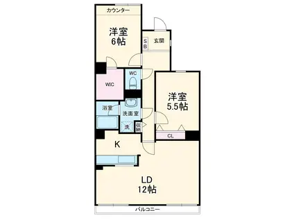 セレーノ大宮E棟(2LDK/7階)の間取り写真