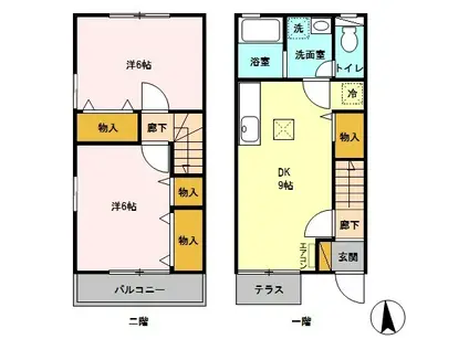コアロードⅡ(2DK)の間取り写真