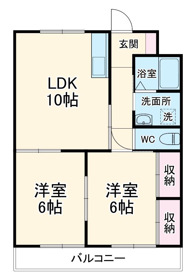 グレース広野Ⅰ(2LDK/3階)の間取り写真