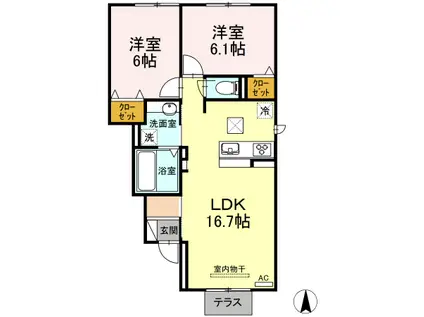 カモーリ(2LDK/1階)の間取り写真