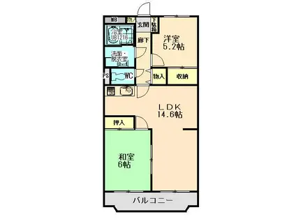 リバ-サイドテラス(2LDK/2階)の間取り写真