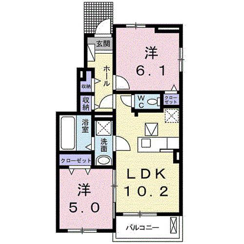 サンセリテ A(2LDK/1階)の間取り写真