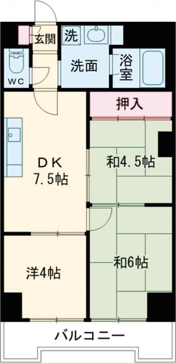 北千住ホワイトハイツ(3DK/5階)の間取り写真
