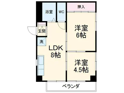 コーポT&T(2LDK/3階)の間取り写真