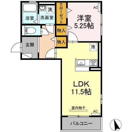 カーサTEN(1LDK/3階)の間取り写真