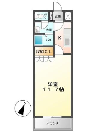メゾン・ドゥ・ナミA(1K/2階)の間取り写真