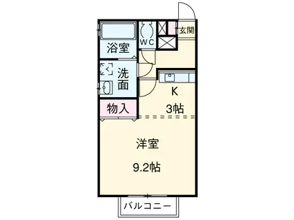 グレースⅡ(1K/1階)の間取り写真