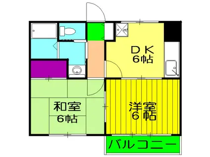 ケントコート三番町(2DK/3階)の間取り写真