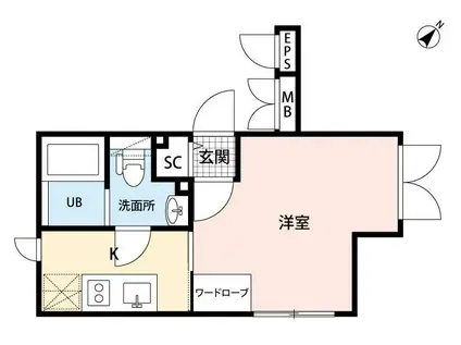 LAPIS大井町Ⅱ(1K/2階)の間取り写真