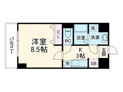 アルカータ壽(1K/3階)の間取り写真