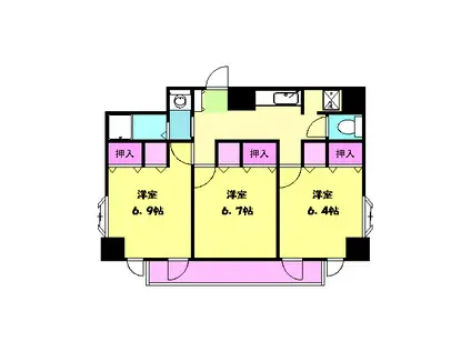 ウィンベルソロ平塚第6(3K/4階)の間取り写真
