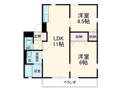 パルテール(2LDK/2階)の間取り写真