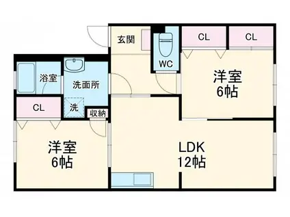 メゾングリーンヒル(2LDK/2階)の間取り写真