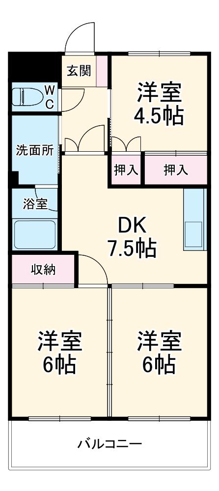 細田マンション(3DK/3階)の間取り写真