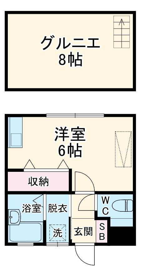 東領家ハイツ(ワンルーム/3階)の間取り写真