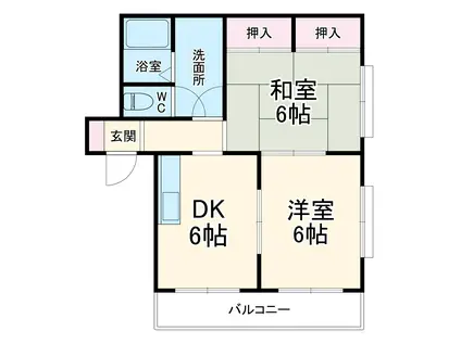 サンライズマンション(2DK/2階)の間取り写真