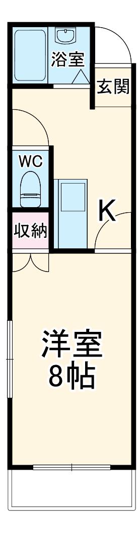 ドウェルU(1DK/1階)の間取り写真
