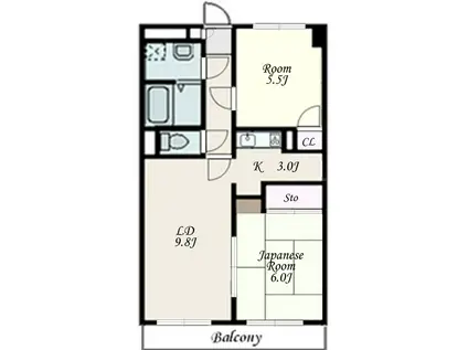 マルギガーデン(2LDK/2階)の間取り写真