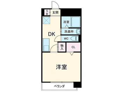 プラムワン(1DK/4階)の間取り写真