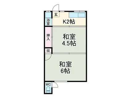 第1永楽荘(2K/1階)の間取り写真