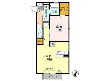 メルヴェーユK A(1LDK/2階)の間取り写真