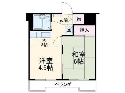 サン宮脇(1DK/2階)の間取り写真